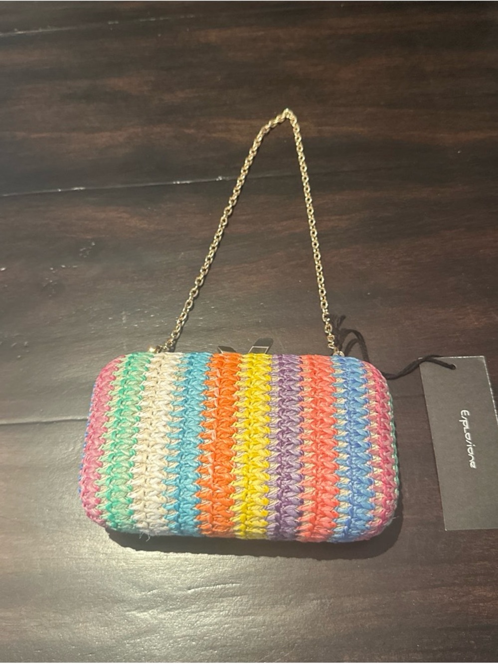 Handwoven Multicolor Crochet Chain Crossbody Bag by (Unknown)